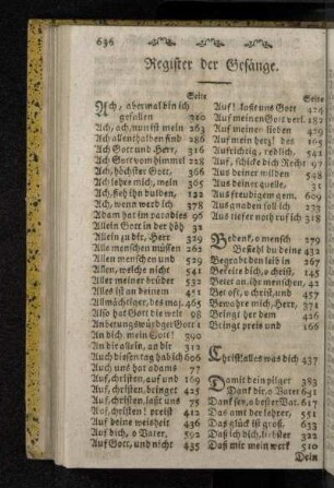 Register der Gesänge.