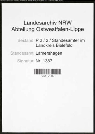 Sterberegister Standesamt Lämershagen
