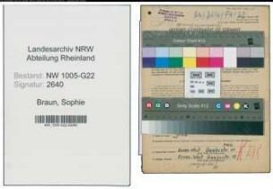 Entnazifizierung Sophie Braun , geb. 10.10.1889 ()