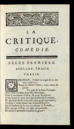 La Critique, Comedie.