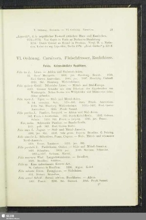 VI. Ordnung. Carnivora. Fleischfresser. Raubthiere