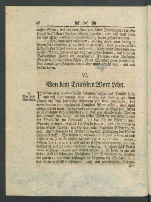 VI. Von dem Teutschen Wort Lehn
