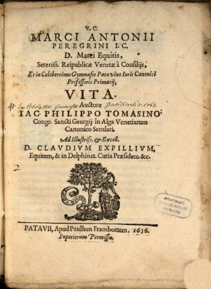 Marci Antonii Peregrini ... vita
