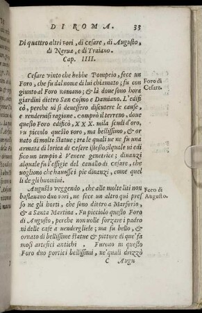 Cap. IIII. Di quattro altri Fori, di cesare, die Augusto, die Nerua, e di Traiano.