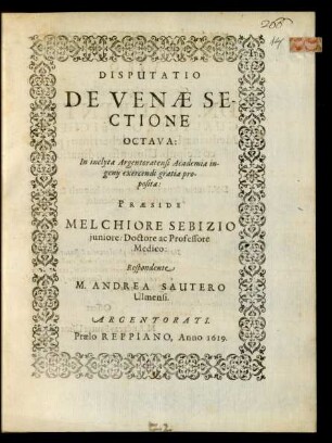 8: Disputatio De Venae Sectione ...
