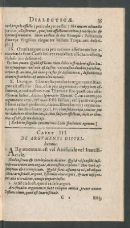 Caput III. De Argumenti Distributione.