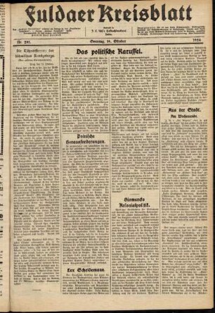 Ausgabe vom Sonntag, den 19. Oktober 1924.