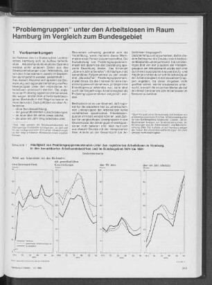 "Problemgruppen" unter den Arbeitslosen im Raum Hamburg im Vergleich zum Bundesgebiet