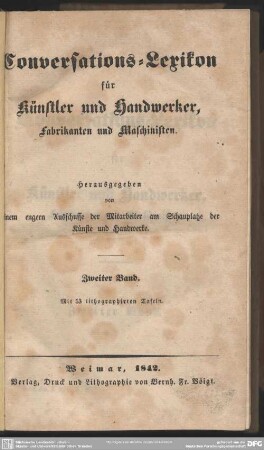 2: Conversations-Lexikon für Künstler und Handwerker, Fabrikanten und Maschinisten