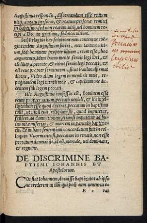 De Discrimine Baptismi Iohannis Et Apostolorum.
