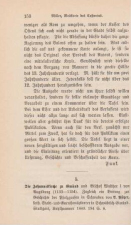 156-158 [Rezension] Pfitzer, Anton, Die Johanniskirche zu Gmünd und Bischof Walther I. von Augsburg