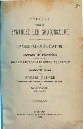 Studien über die Synthese der Grotonsaeure