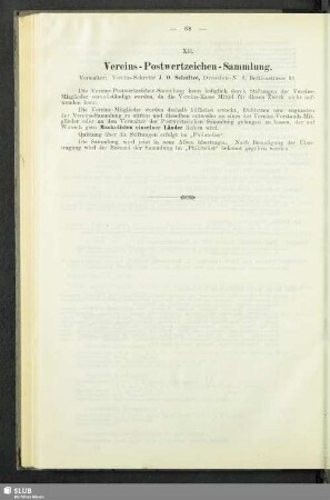 XII. Vereins-Postwertzeichen-Sammlung
