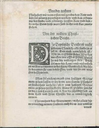 Von der rechten Christlichen Beicht.