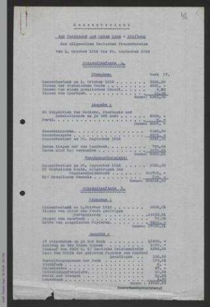 Kassenbericht der Ferdinand und Luise Lenz-Stiftung