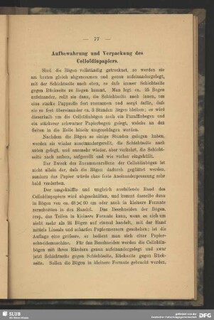 Aufbewahrung und Verpackung des Celloidinpapiers