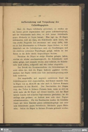 Aufbewahrung und Verpackung des Celloidinpapiers