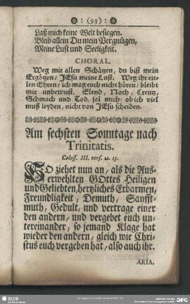 Am sechsten Sonntage nach Trinitatis