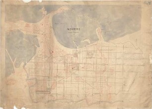 Thiersch, August; Alexandria (Ägypten); Serapeum von Alexandria - Stadtplan, Karte des modernen Alexandria (Ansicht)