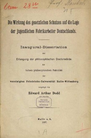 Die Wirkung des gesetzlichen Schutzes auf die Lage der jugendlichen Fabrikarbeiter Deutschlands