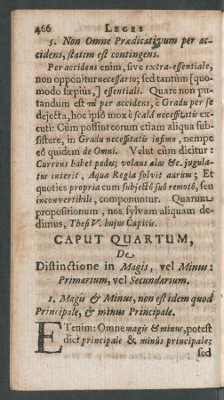 Caput Quartum, De Distinctione in Magis, vel Minus: Primarium, vel Secundarium.