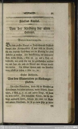 Fünftes Kapitel. Von der Kleidung der alten Hebräer