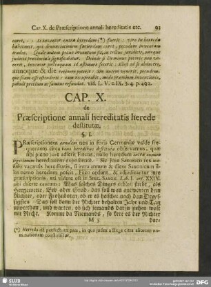 Cap. X. de Praescriptione annali hereditatis herede destitutae