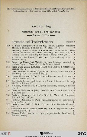 Aquarelle und Handzeichnungen (Nr. 210-315)