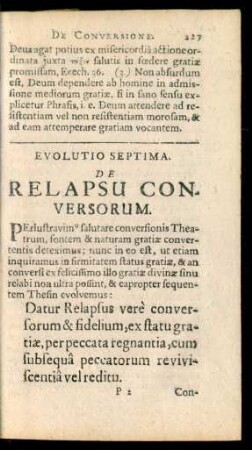Evolutio Septima. De Relapsu Conversorum.