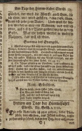 Lection am Tage der Himmelfahrt Christi