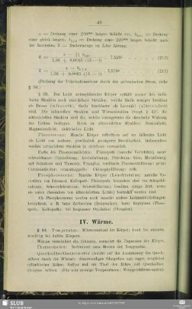IV. Wärme.
