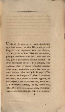Dissertatio critica de Ulpiani fragmentis : quam illustris jureconsultorum oedinis auctoritate ad professionem juris ordinariam in acadenia Vratislviensi