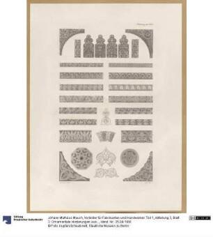 Vorbilder für Fabrikanten und Handwerker. Teil 1, Abteilung 3, Blatt 3: Ornamentale Verzierungen aus der Alhambra bei Granada