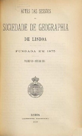Actas das sessões da Sociedade de Geografia de Lisboa. 8. 1888