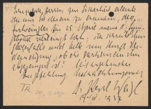 Brief an B. Schott's Söhne : 19.04.1927