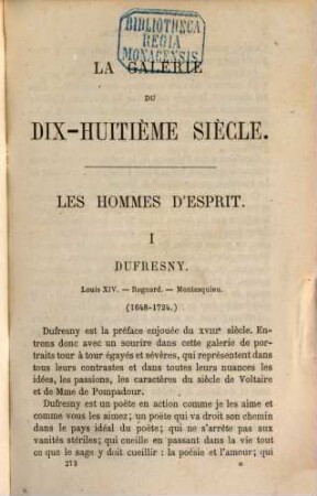 Galerie du XVIIIe siècle, 1