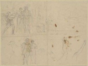 Zu Goethes "Faust II": Helena und Faust sehen Euphorion (Skizzen zu Blatt 7)