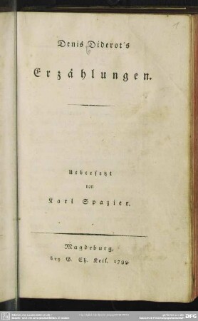 Denis Diderot's Erzählungen