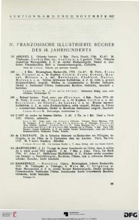 IV. Französische illustrierte Bücher des 18. Jahrhunderts (Nr. 297-409)