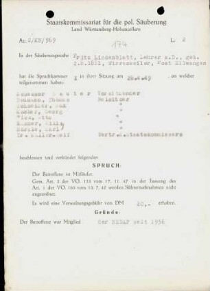 Lindenblatt, Fritz