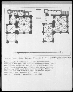 Tangermünde, Rathaus, Grundriß des Erd- und Obergeschoßes