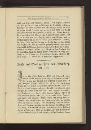 Fehde mit Graf Gerhard von Oldenburg. 1470-1474.