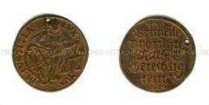 Rechenpfennig von Johann Georg I. von Sachsen mit Justitia (lateinisch)