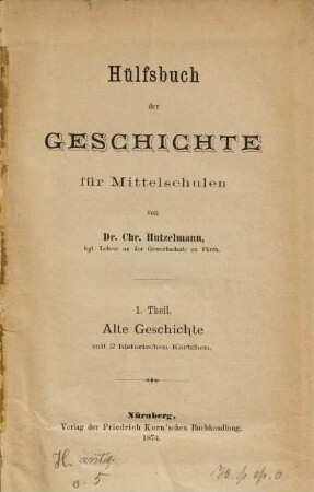 Hülfsbuch der Geschichte für Mittelschulen, 1