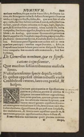 De Generibus nominum, quae ex significatione cognoscuntur.