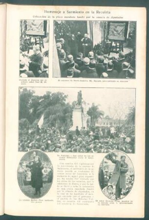 Homenaje a Sarmiento en la Recoleta : Colocación de la placa mandada fundir por la cámara de diputados