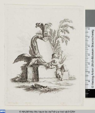 Denkmal mit Putto und Adler darauf