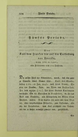 Fuenfte Periode. Von Karl dem Franken bis auf die Entdeckung von Amerika