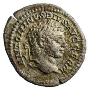 Münze, Denar, 216 n. Chr.