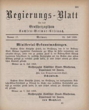Nr. 17 : 22. Juli 1869
